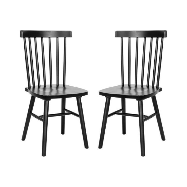 Flash Furniture Ingrid Set of 2 Commercial Grade Windsor Dining Chairs, Solid Wood Armless Spindle Back Restaurant Dining Chairs, Black, ZH-8101WR-BK-2-GG