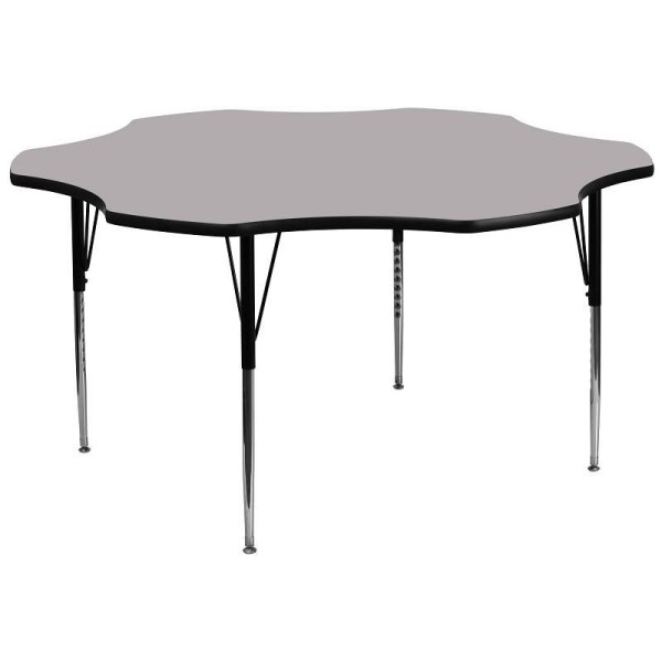 Flash Furniture Wren 60'' Flower Grey Thermal Laminate Activity Table - Standard Height Adjustable Legs, XU-A60-FLR-GY-T-A-GG