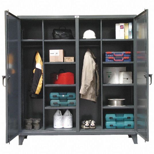 Strong Hold Heavy Duty Storage Cabinet, Dark Gray, 78 in H X 72 in W X 24 in D, Assembled, 10 Cabinet Shelves, 66-DSW-2410