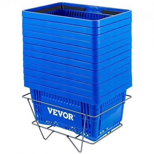 VEVOR Shopping Basket Store Baskets 16.9" x 11.8" with Plastic Handle 12 Pieces Blue, SLSBGWLDZJL12AFKEV0