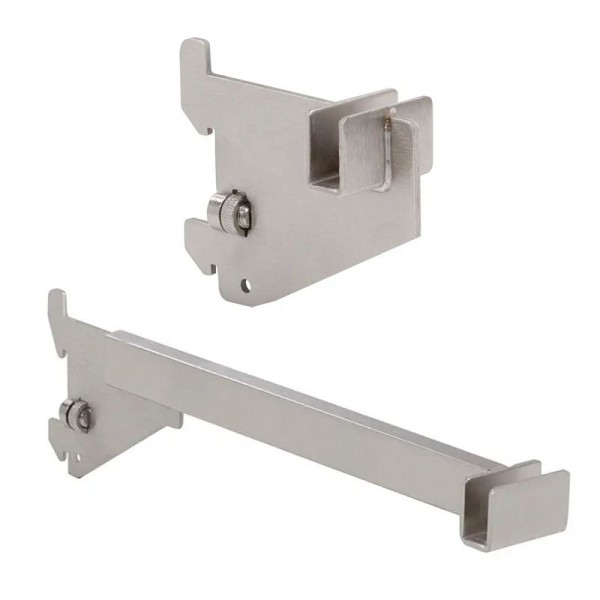 Econoco Boutique Series 12 Rectangular Tubing Hangrail Brackets for 1" Slots x 2" Centers Slotted Standards, BQGR12SN